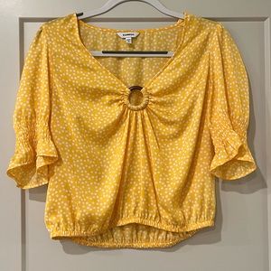 Yellow Polka Dot Crop Top Shirt from Express